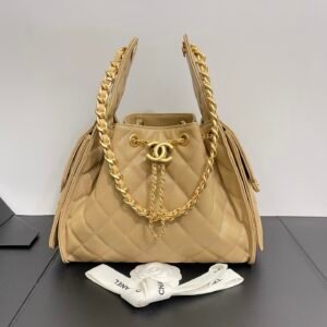 Chanel 25 Small Handbag Grained Calfskin & Gold-Tone Metal Dark Beige