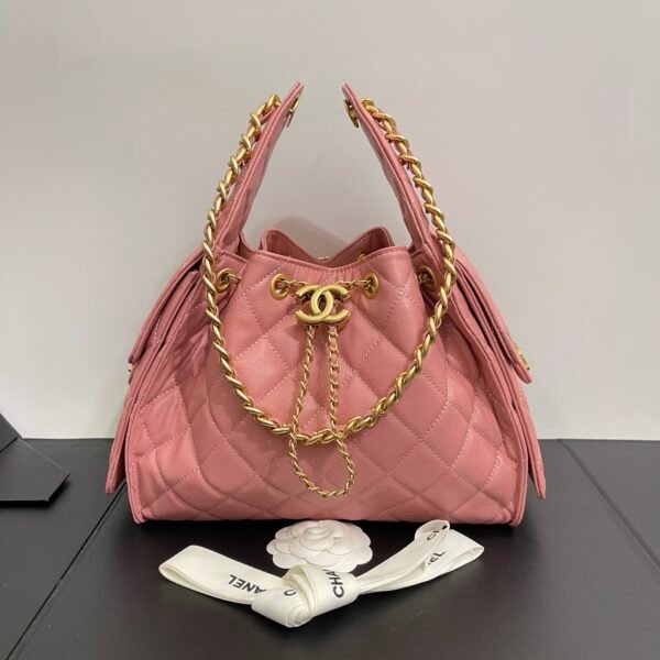 Chanel 25 Small Handbag Grained Calfskin & Gold-Tone Metal Pink