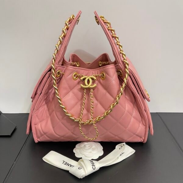 Chanel 25 Small Handbag Grained Calfskin & Gold-Tone Metal Pink