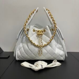 Chanel 25 Small Handbag Grained Calfskin & Gold-Tone Metal White