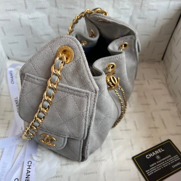Chanel 25 Medium Handbag Washed Denim & Gold-Tone Metal Grey