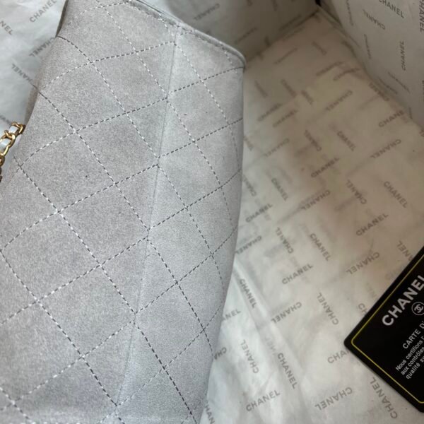 Chanel 25 Medium Handbag Washed Denim & Gold-Tone Metal Grey