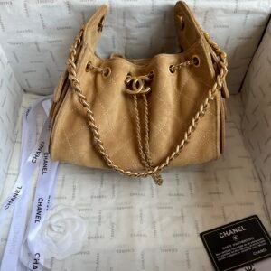 Chanel 25 Medium Handbag Washed Denim & Gold-Tone Metal Amber