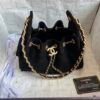 Chanel 25 Medium Handbag Washed Denim & Gold-Tone Metal Black