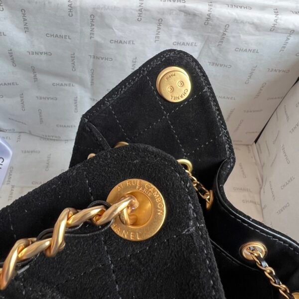 Chanel 25 Medium Handbag Washed Denim & Gold-Tone Metal Black