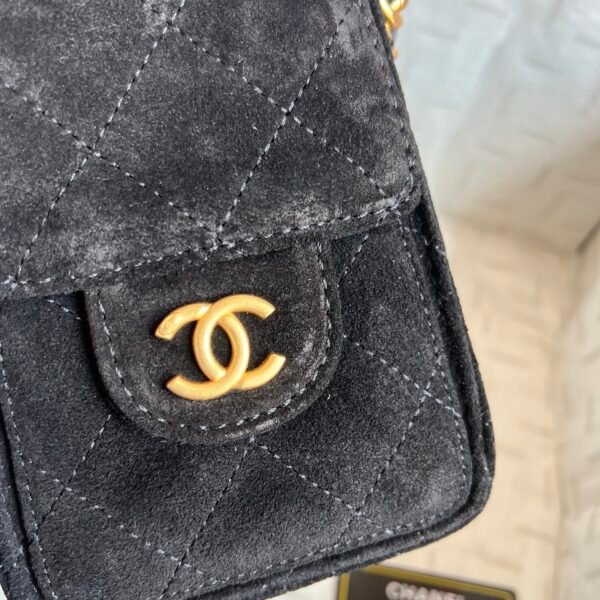 Chanel 25 Medium Handbag Washed Denim & Gold-Tone Metal Black