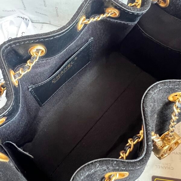 Chanel 25 Medium Handbag Washed Denim & Gold-Tone Metal Black