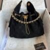 Chanel 25 Big Handbag Washed Denim & Gold-Tone Metal Black