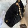 Chanel 25 Big Handbag Washed Denim & Gold-Tone Metal Black