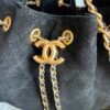 Chanel 25 Big Handbag Washed Denim & Gold-Tone Metal Black