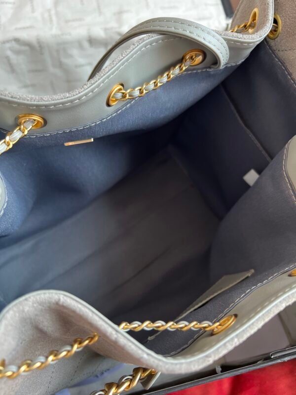 Chanel 25 Big Handbag Washed Denim & Gold-Tone Metal Grey