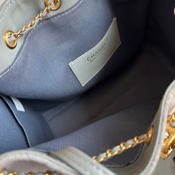 Chanel 25 Big Handbag Washed Denim & Gold-Tone Metal Grey