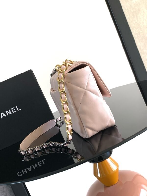 Chanel 19 Handbag Shiny Lambskin, Gold-Tone, Silver-Tone & Ruthenium-Finish Metal Light Pink