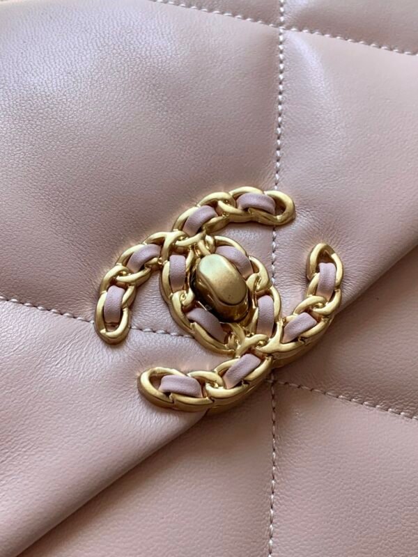 Chanel 19 Handbag Shiny Lambskin, Gold-Tone, Silver-Tone & Ruthenium-Finish Metal Light Pink