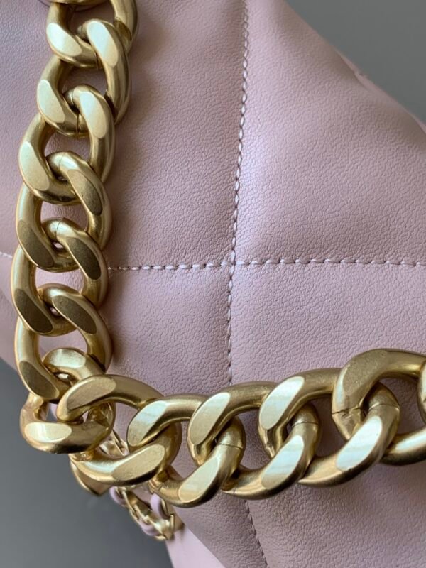 Chanel 19 Handbag Shiny Lambskin, Gold-Tone, Silver-Tone & Ruthenium-Finish Metal Light Pink